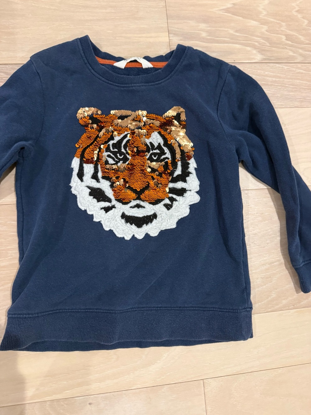 H&M Navy Sweatshirt with Sequined Tiger